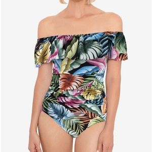 Swim solution off shoulder swimsuit size 14 new!